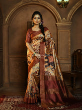 Beauteous Imani Elephant Printed heavy banarasi Brown saree